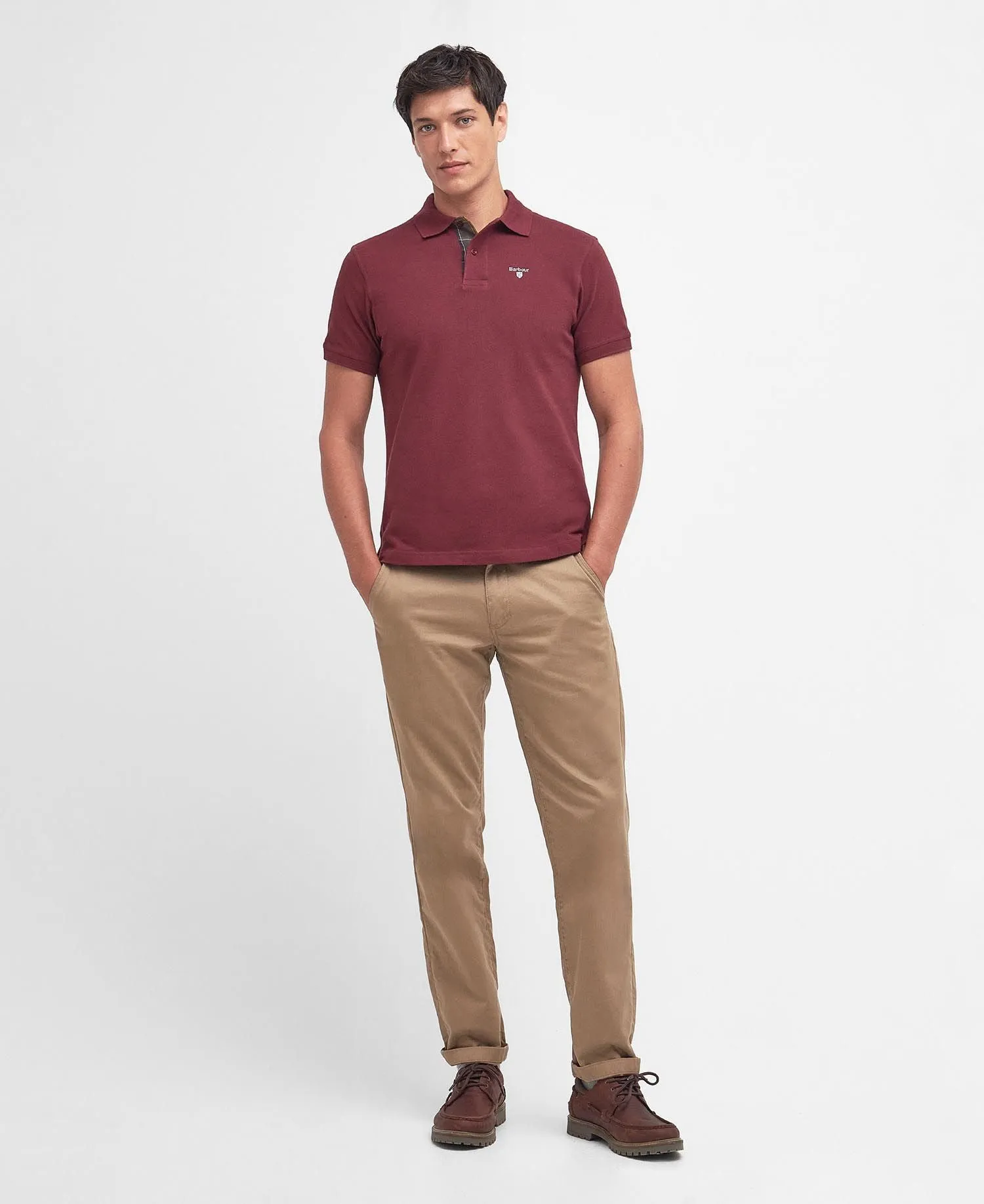 BARBOUR Tartan Pique Polo Shirt - Mens - Ruby