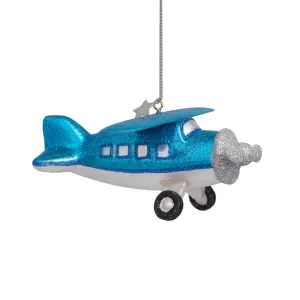 Blue Airplane Glider Ornament