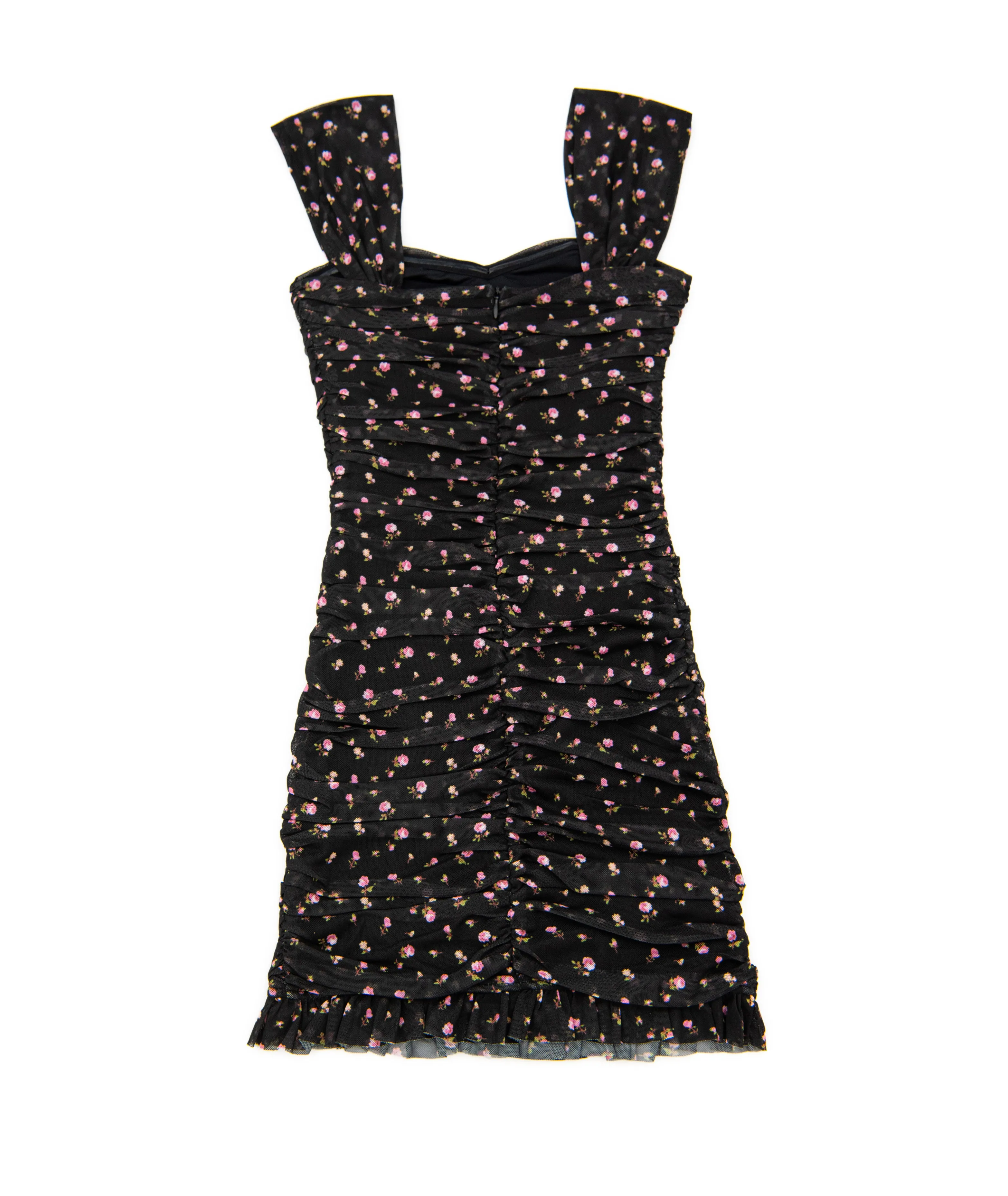 Katie J NYC Girls Black Ditsy Floral Mesh Joey Dress