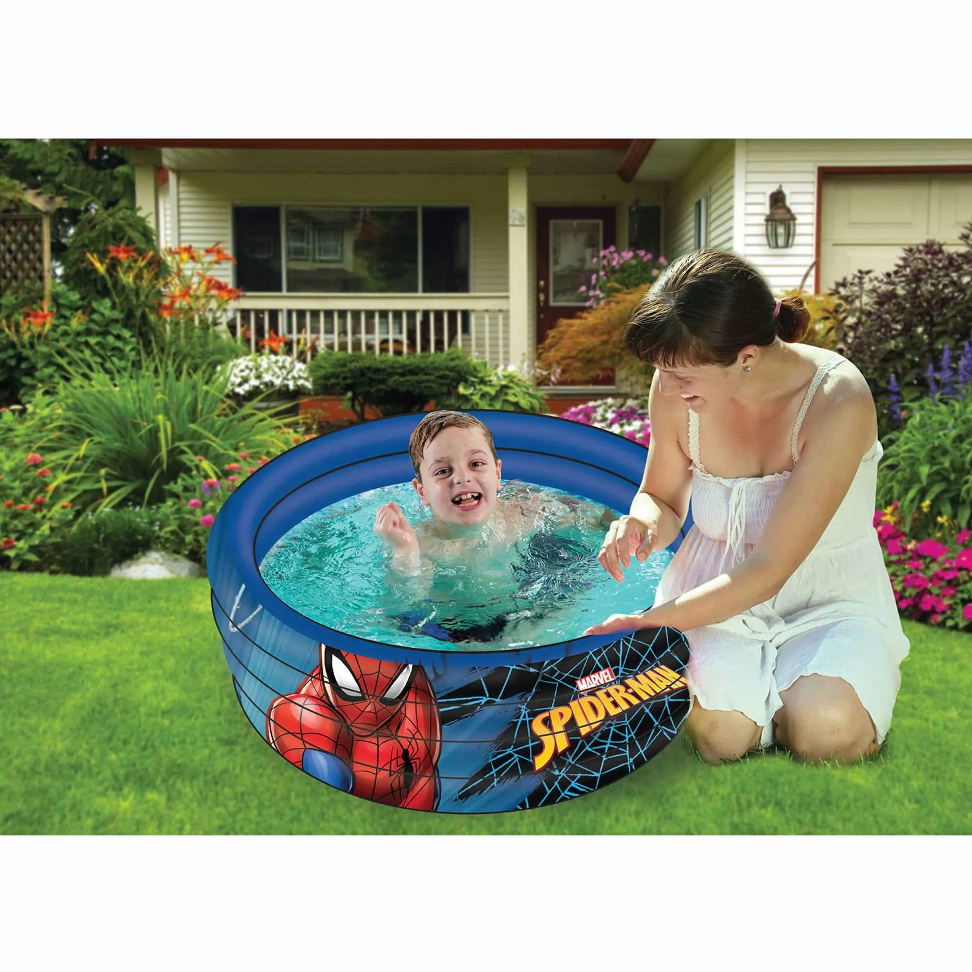 Marvel Spiderman Inflatable Swimming Pool for Kids, 3 Rings Kiddie Pool for Toddlers Infant Baby for Backyard Indoor Outdoor Pool Party Games || 3-8 Years