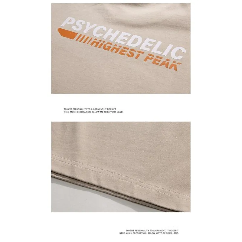 Men's T-Shirt Round Neck Letter Print Versatile Short Sleeve Tee
