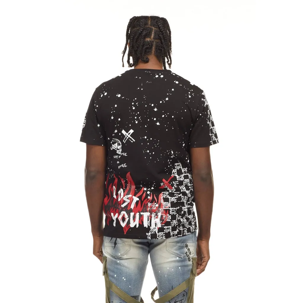 Skull Rhinestone Tee - Black
