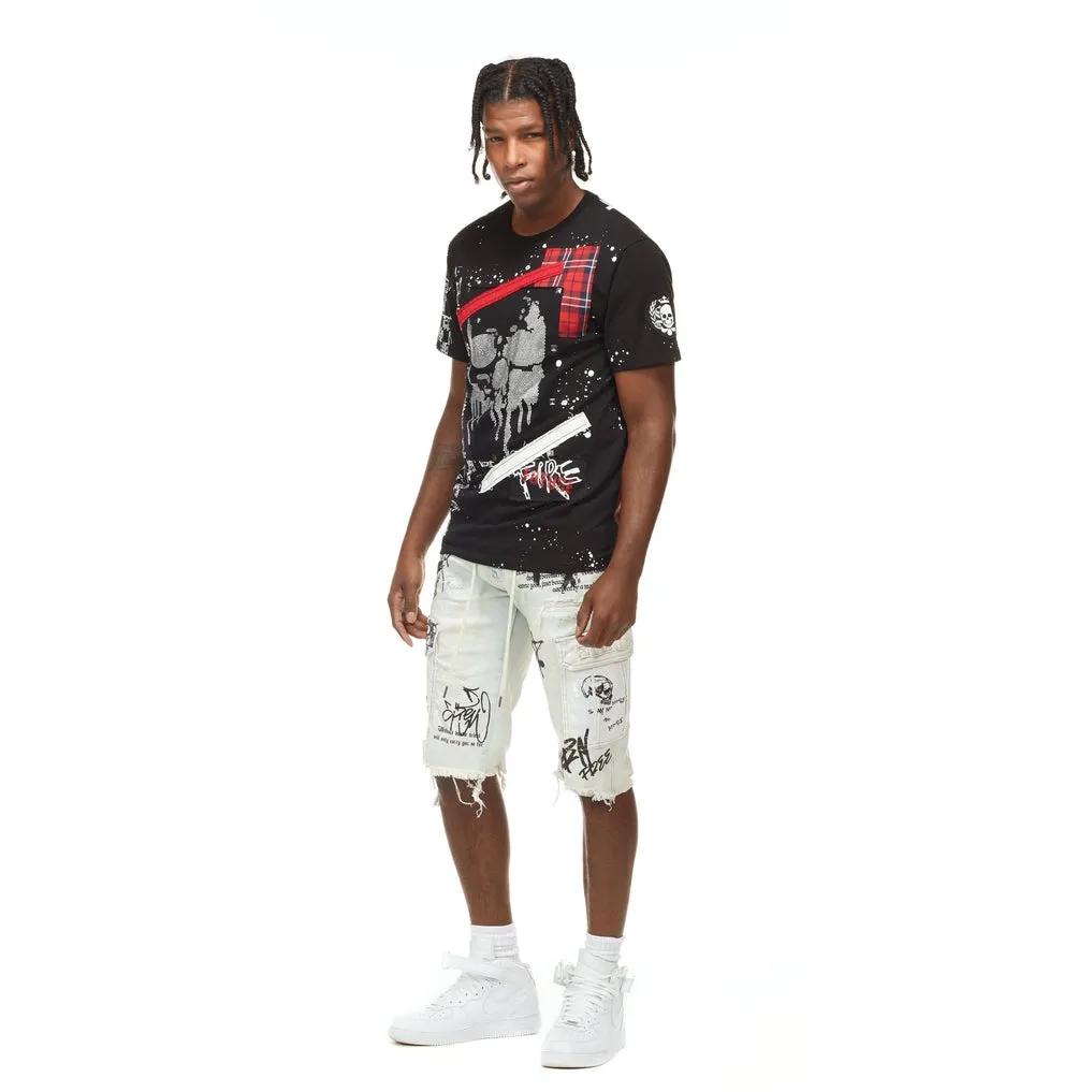 Skull Rhinestone Tee - Black