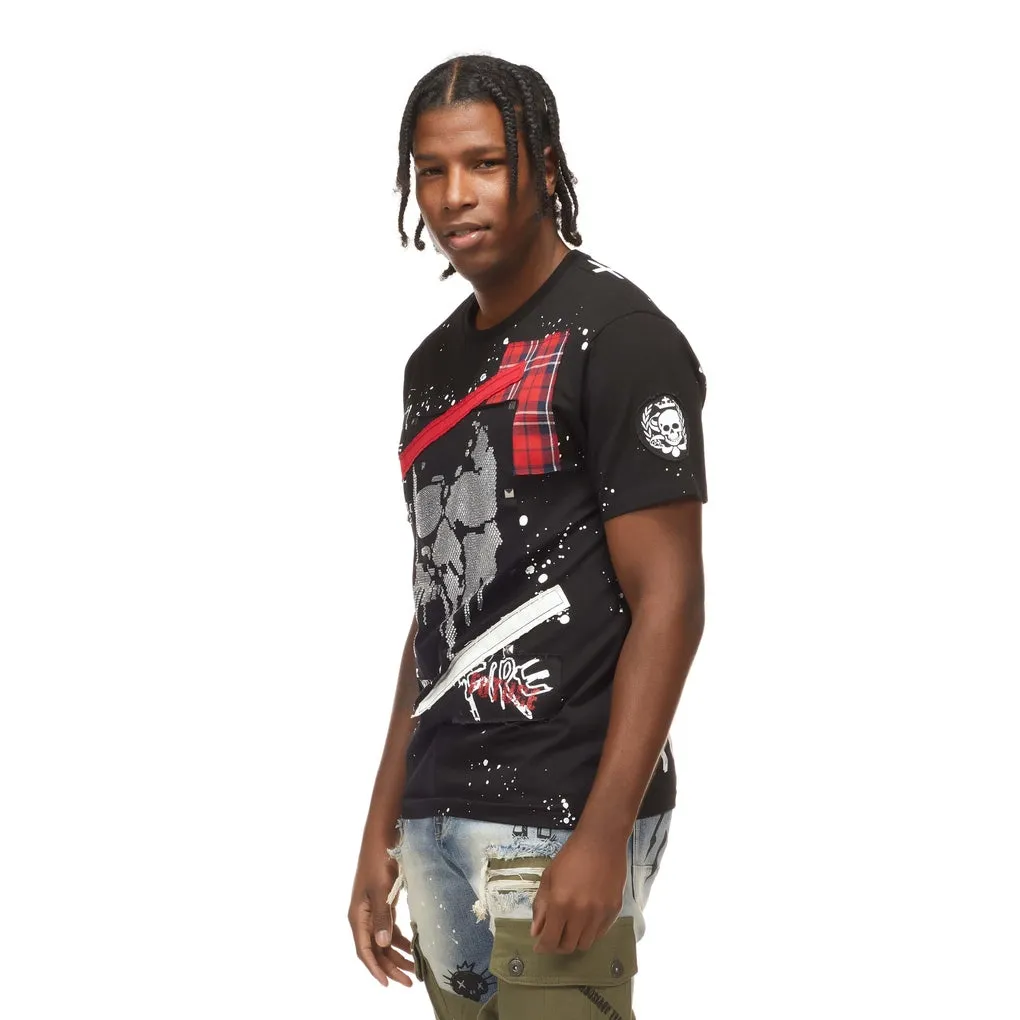 Skull Rhinestone Tee - Black