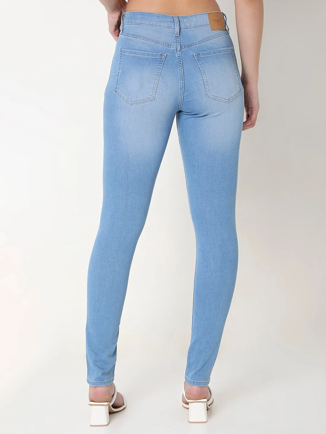 Spykar Blue Skinny Fit High-Rise Cotton Blend Jeans For Women