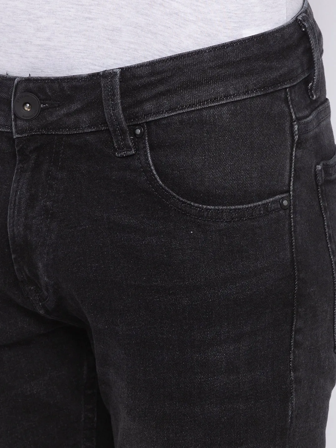 Spykar Men Carbon Black Cotton Skinny Fit Jeans
