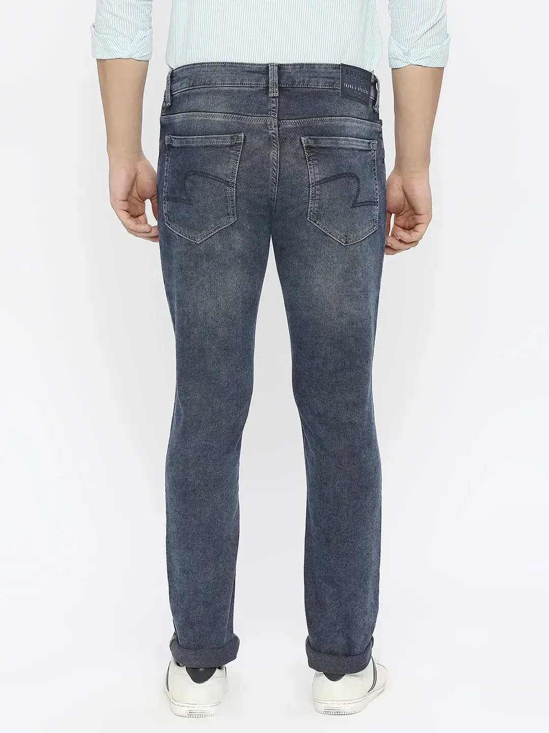 Spykar Men Indigo Blue Cotton Stretch Slim Fit Narrow Length Clean Look Low Rise Jeans-(Skinny)