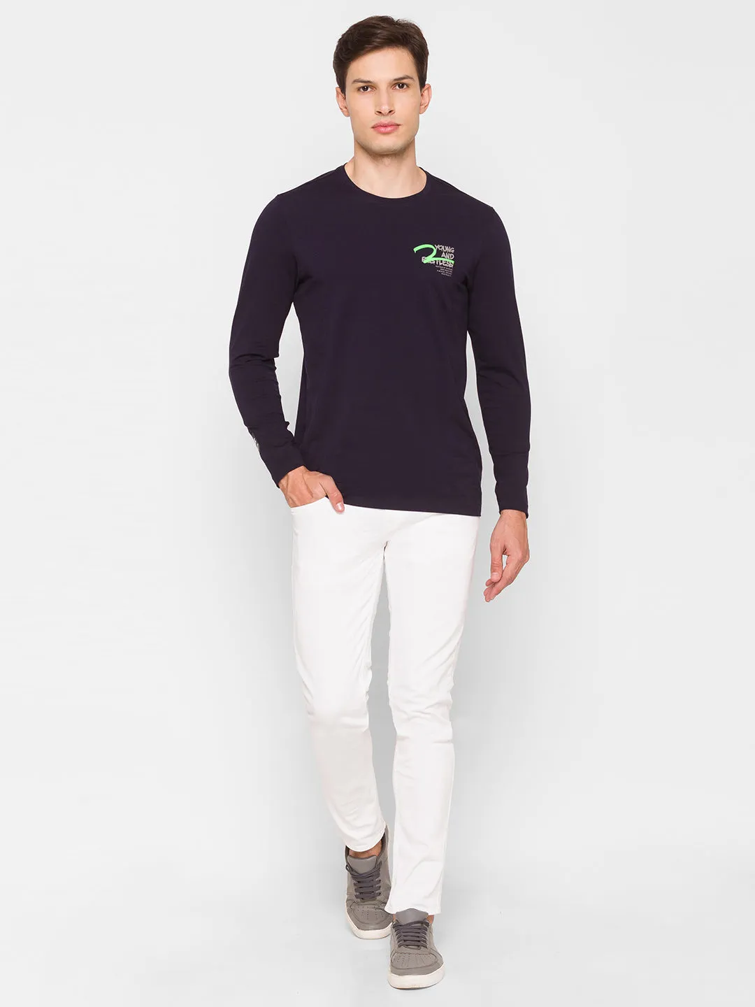 Spykar White Cotton Men Jeans (Skinny)