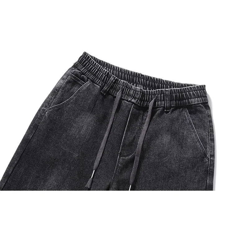 Straight Leg Loose Fit Elasticity Simplicity Elastic Waist Jeans