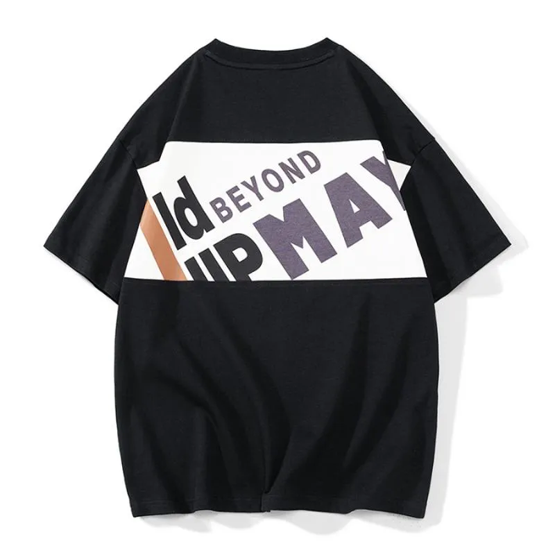Trendy Versatile Round Neck Simplicity Pure Cotton Print Short Sleeve Tee