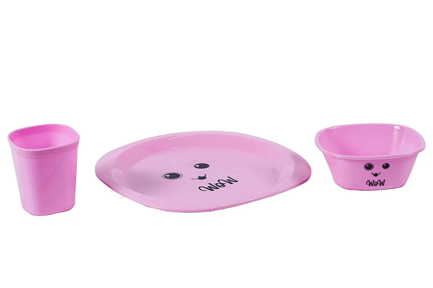 VEER 5 Pc Plastic Dinner Set for Kids | Small Size Smiley Printed Dinnerware Plate for Kids Birthday Party
