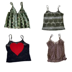 Y2K Printed Mesh Tank Tops(SS-030)