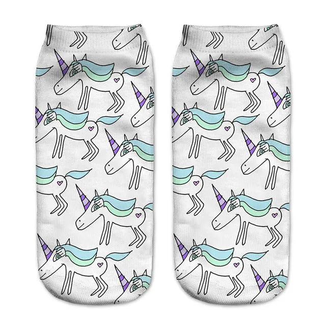 Zohra New arrival  Women Low Cut Ankle Socks Funny Aliens 3D Printing Sock Cotton Hosiery Printed Sock