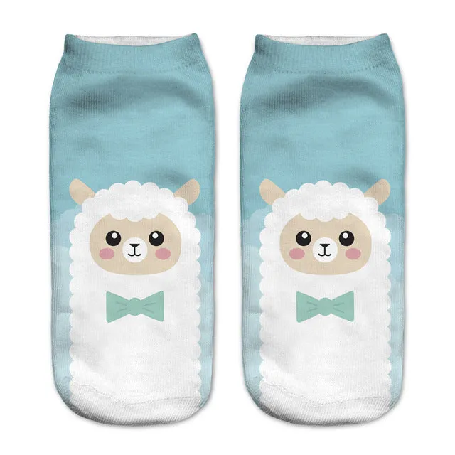 Zohra New arrival  Women Low Cut Ankle Socks Funny Aliens 3D Printing Sock Cotton Hosiery Printed Sock